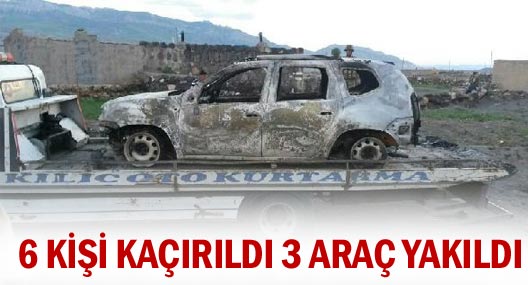 Ağrı'da 6 kişi kaçırıldı 3 araç yakıldı