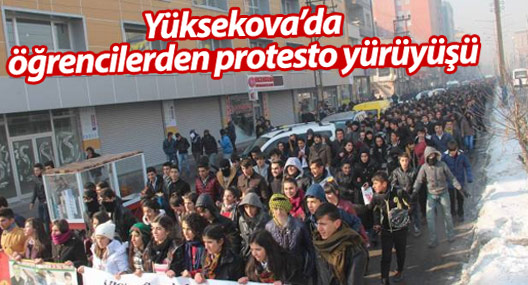 Yüksekova'da öğrencilerden yürüyüş