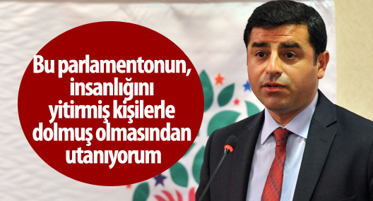 Demirtaş: Parlamentonun, insanlığını yitirmiş kişilerle dolmasından utanıyorum