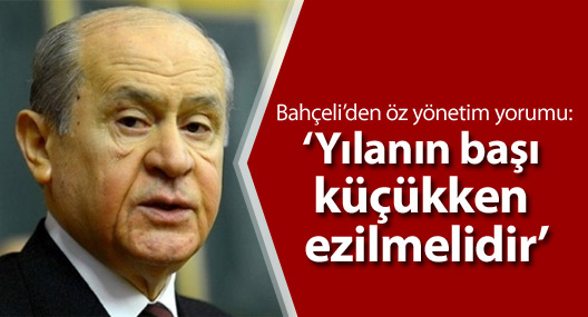 Bahçeli'den öz yönetim yorumu: Yılanın başı küçükken ezilmelidir