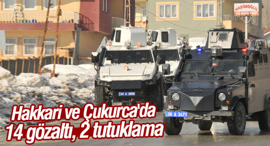 Hakkari ve Çukurca'da 14 gözaltı, 2 tutuklama
