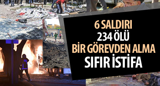 6 saldırı: 234 ölü, bir görevden alma, sıfır istifa