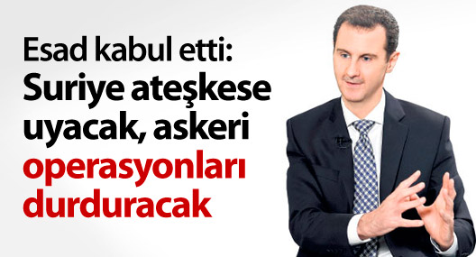 Esad ateşkesi resmen kabul etti