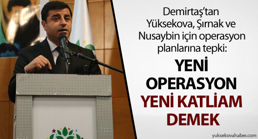 Demirtaş: Yeni operasyon yeni katliam demek