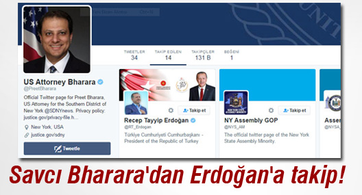 Savcı Bharara'dan Erdoğan'a takip!