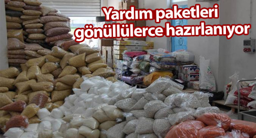 Yardım paketleri gönüllülerce hazırlanıyor