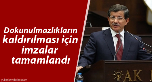 Davutoğlu: Dokunulmazlıkların kaldırılması için imzalar tamamlandı