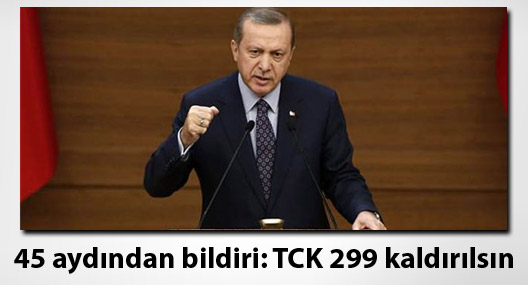 45 aydından bildiri: TCK 299 kaldırılsın