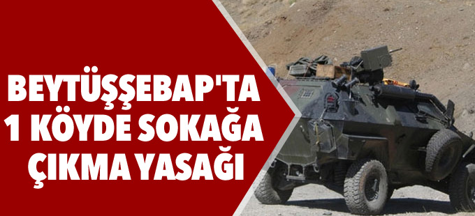 Beytüşşebap'ta 1 köyde sokağa çıkma yasağı