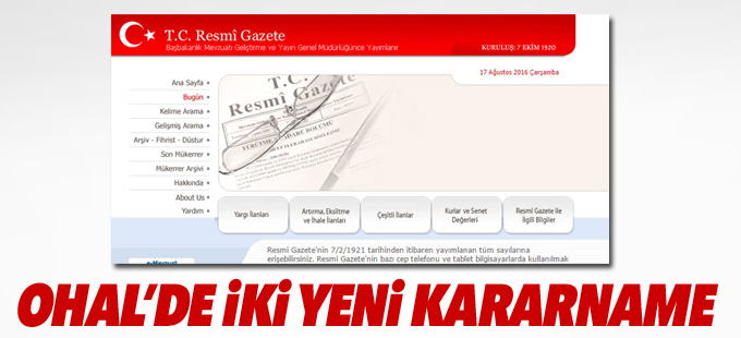 OHAL’de iki yeni kararname