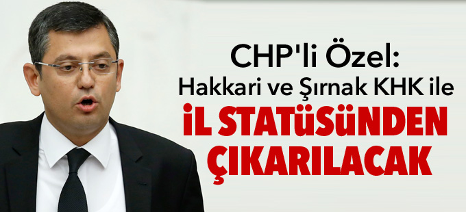 CHP'li Özel: Hakkari ve Şırnak KHK ile il statüsünden çıkarılacak