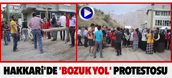 Hakkari'de 'Bozuk yol' protestosu