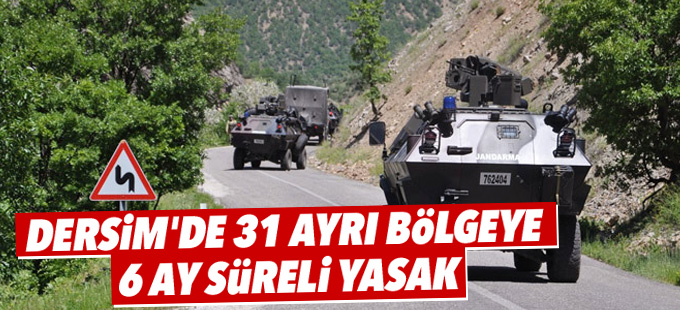 Dersim'de 31 ayrı bölgeye 6 ay süreli yasak