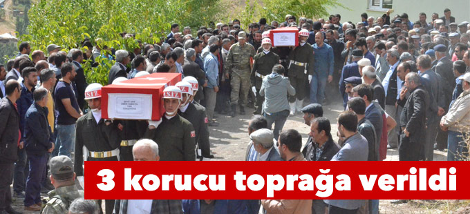 Yüksekova'da öldürülen 3 korucu toprağa verildi