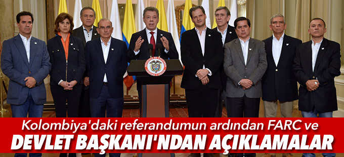 Referandumun ardından FARC ve Santos'tan açıklamalar