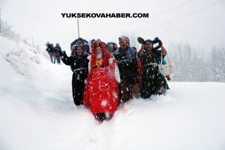 Gelin ve davetliler 3 kilometre karda yürümek zorunda kaldı - Şemdinli 26