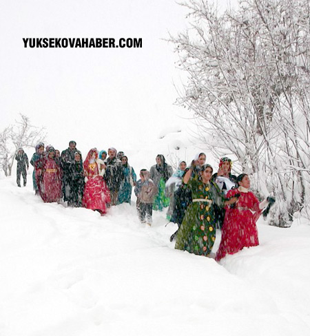Gelin ve davetliler 3 kilometre karda yürümek zorunda kaldı - Şemdinli 6