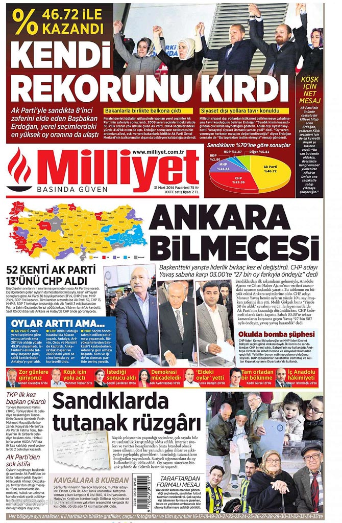 Manşetlerde yerel seçim 2014 2