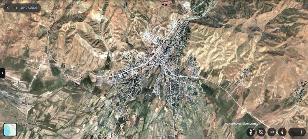 Uydu görüntüleriyle Yüksekova'daki 22 yıllık değişim 1