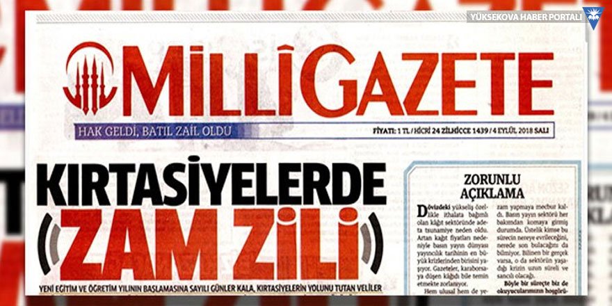 Kâğıt krizi: Milli Gazete artık 16 sayfa yayınlanacak