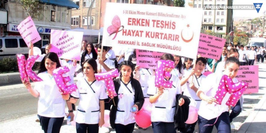 Hakkari'de meme kanseri farkındalık yürüyüşü düzenlendi