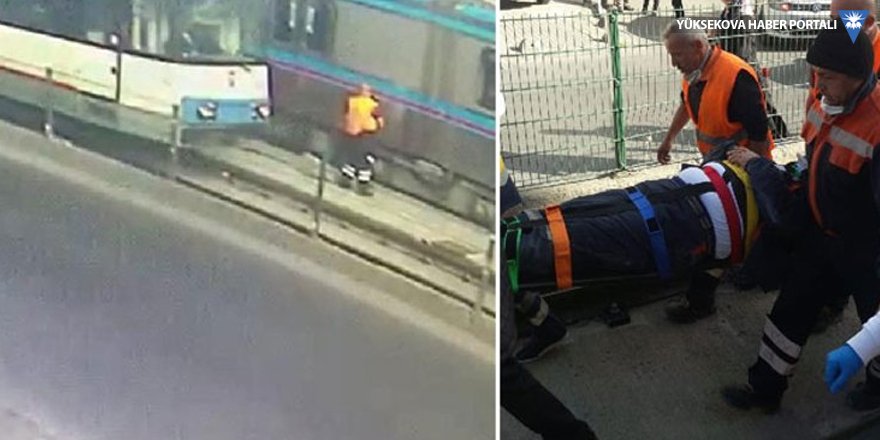 Rayda temizlik yapan işçiye iki tramvay birden çarptı