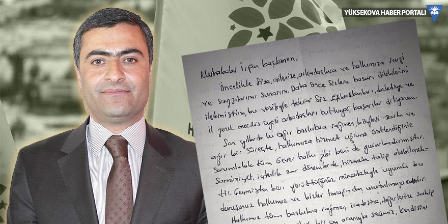 Abdullah Zeydan'dan Yüksekova Belediyesi Eşbaşkanı Sarı'ya mektup