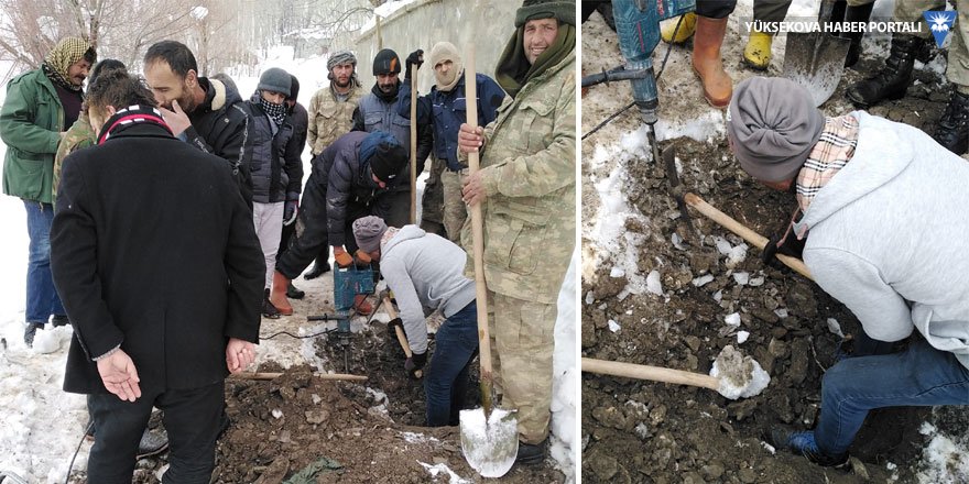Yüksekova'da köylüler çığ tehlikesine rağmen su arızasını gidermek zorunda kaldı