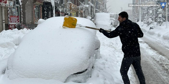 Yüksekova'da kar yağışı etkisini arttırarak devam ediyor