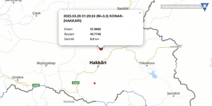 Hakkari'de 3.3 şiddetinde deprem