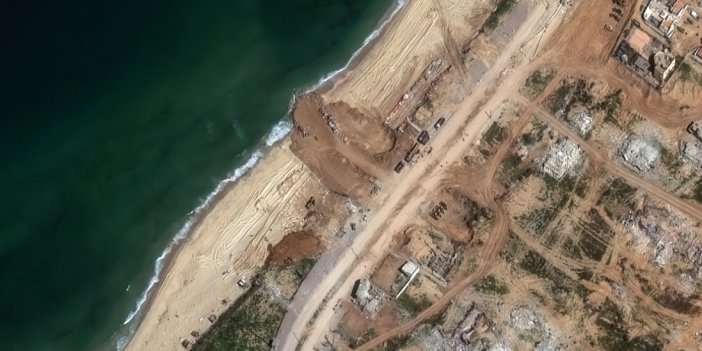 Gazze kıyısına yapılacak limanın inşası uzaydan görüntüledi