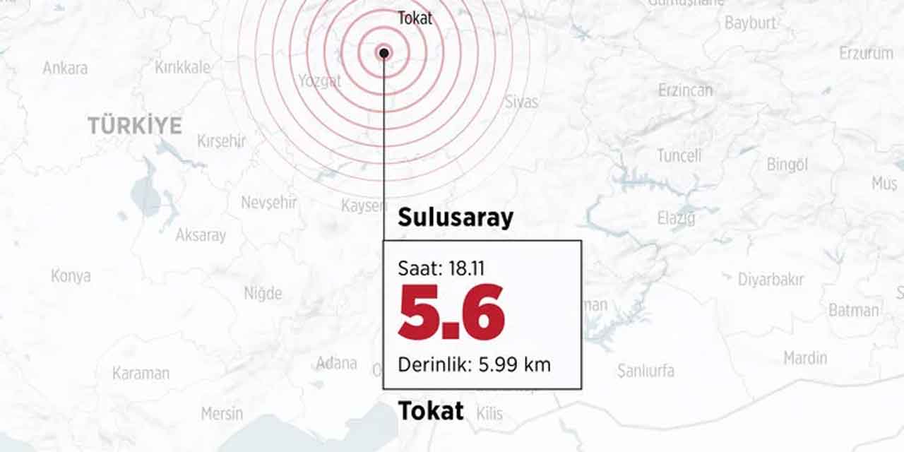 Tokat'ta 5,6 şiddetinde deprem