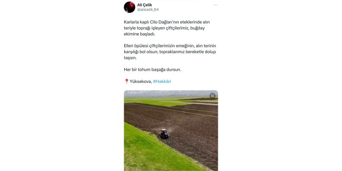 Hakkari Valisi Ali Çelik: "Cilo Dağları'nın eteklerinde buğday ekimi başladı"