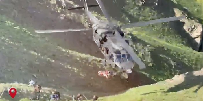 Ot toplarken kayalıklardan düşen şahıs helikopterle kurtarıldı