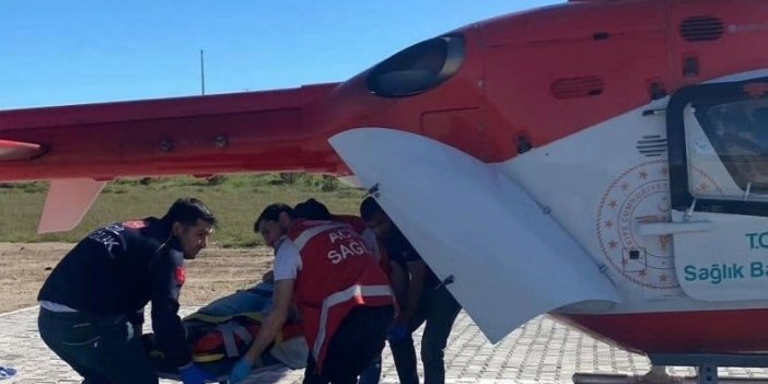 Erciş’te ayağı kırılan vatandaş için ambulans helikopter havalandı