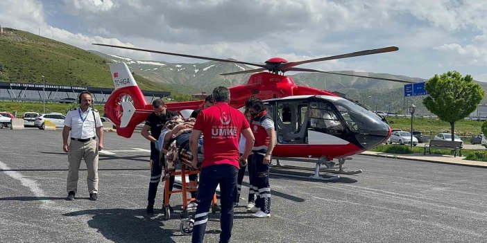 Arıların soktuğu hasta ambulans helikopterle Tatvan’a yetiştirildi