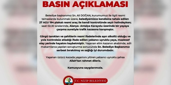 Nizip Belediye Başkanı Doğan’ın çarptığı kişi hayatını kaybetti