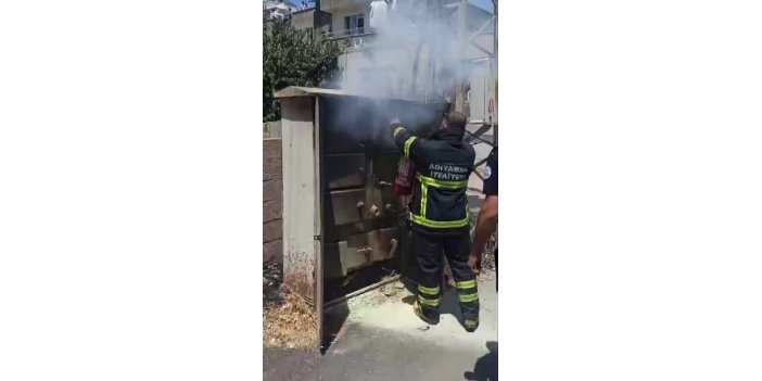 Elektrik trafosu sıcaklara dayanamayıp yandı