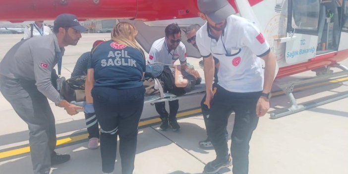 Göğüs ağrısı şikayeti olan hasta için helikopter ambulans uçtu