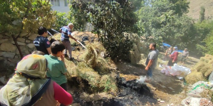 Erzurum'da mahalle sakinleri yangına hortumla müdahale etti