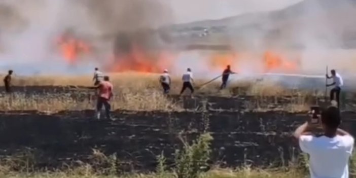 Van’da tarım arazisinde çıkan yangın panik yarattı