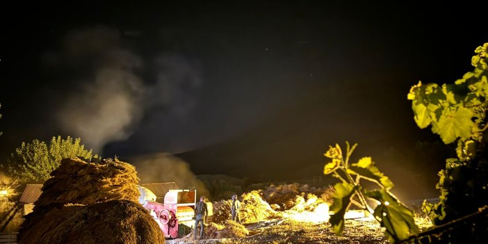 Derecik’te buğday hasadı gece mesaisine taşındı