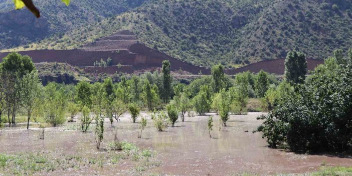 Sel Erzurum’da karpuz tarlasına zarar verdi