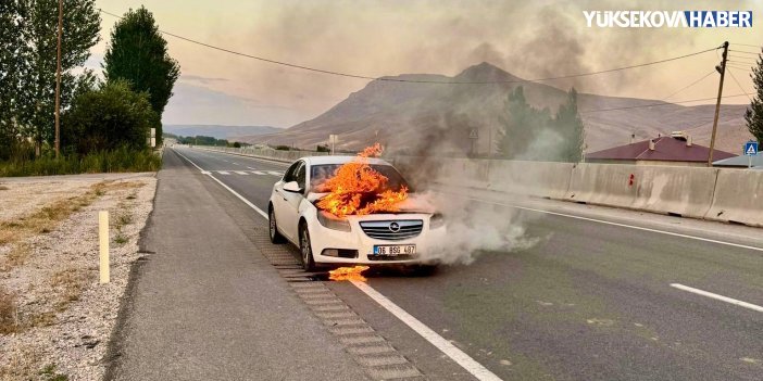 Yüksekova'dan Van’a giden araç seyir halinde alev aldı