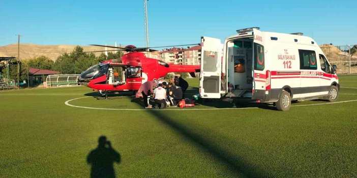 Ambulans helikopter Darende'de 2 hasta için havalandı