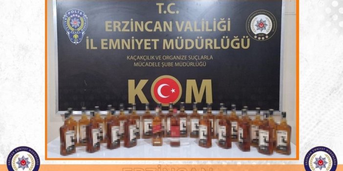 Erzincan’da 28 şişe kaçak içki yakalandı