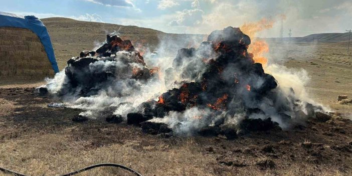 Erzurum’da 600 balya ot küle döndü