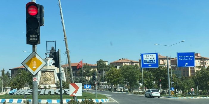 Adıyaman'da trafik lambalarına ‘Katil İsrail’ yazısı