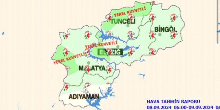 Meteoroloj Elazığ için kuvvetli yağış uyarısında bulundu