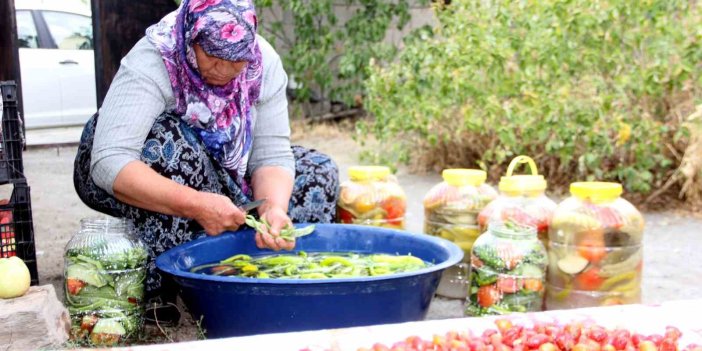 Erzincan’da kadınların turşu mesaisi